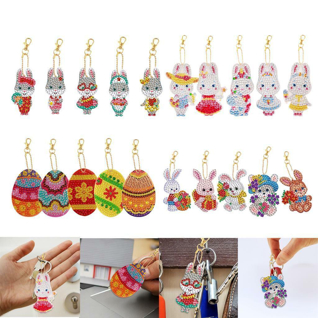 20 pieces DIY  Keychains Egg Rhinestone Key Ring Pendants