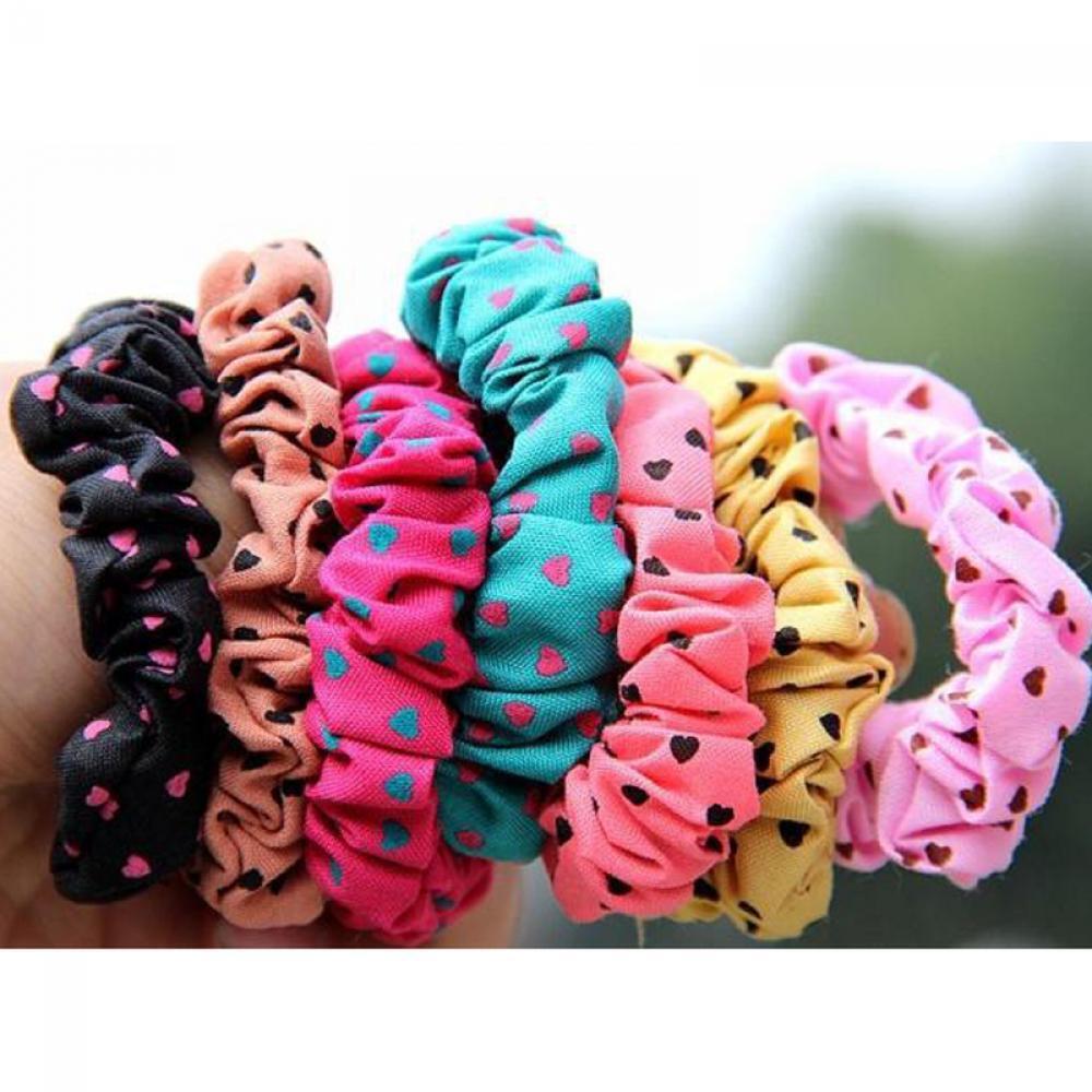 Fashion Elastic Girl Hair Band Rope Ponytail Holder Scrunchie Dot Print