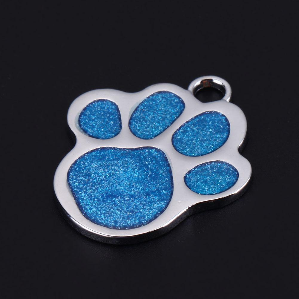 Stainless Steel Glitter Custom Pet Dog Tag Engraved Feet Card(Blue)
