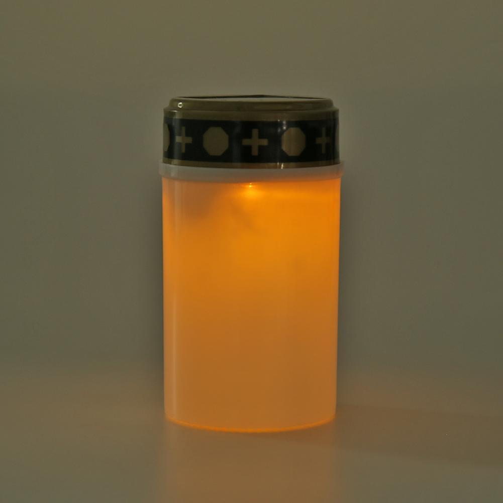 Cemetery Electronic LED Candle Lamp Flameless Solar Decor Tea Light (White)