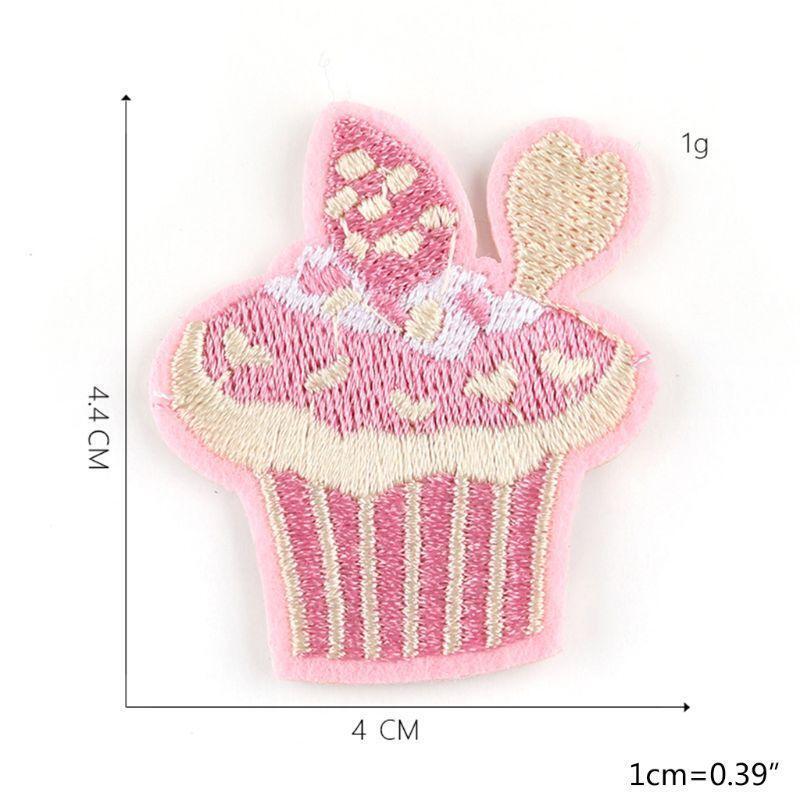14Pcs Cartoon Cupcake DIY Decorative Patches Iron On Embroidery Sewing Applique