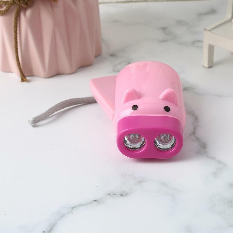 Hand Pressing Power Pig 2 LED Flash Light Flashlight Wind-up Dynamo Torch Lamp