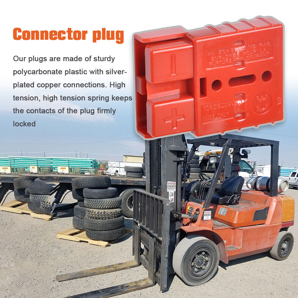 50A Battery Charging Bipolar Plug with Terminals Portable Connector (Red)