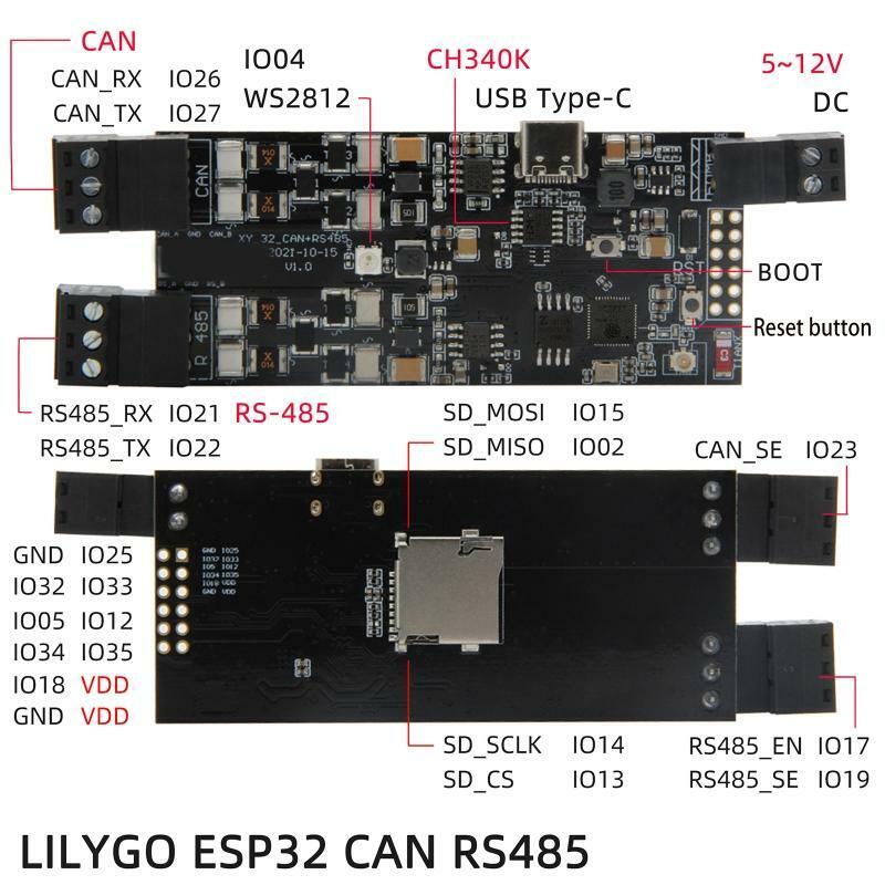 LILYGO® TTGO T-CAN485 ESP32 CAN RS-485 Support TF Card WIFI Bluetooth-compatible
