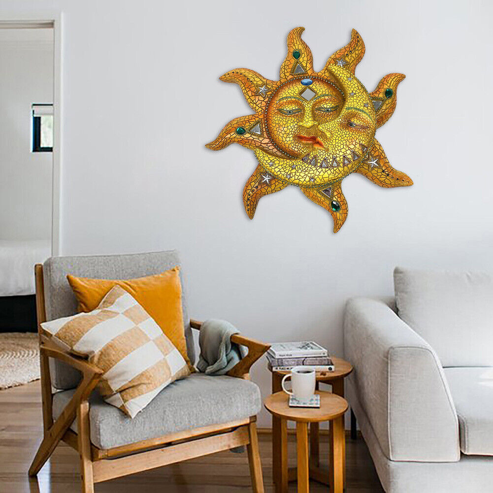 Metal Sun Moon Art Crafts Rust-proof Wall Ornament Gift Home Garden Decor