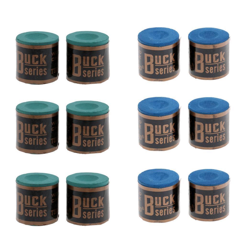 12 Pieces Snooker Billiard Pool Cue Stick Chalk Billiard Supplies Blue Green