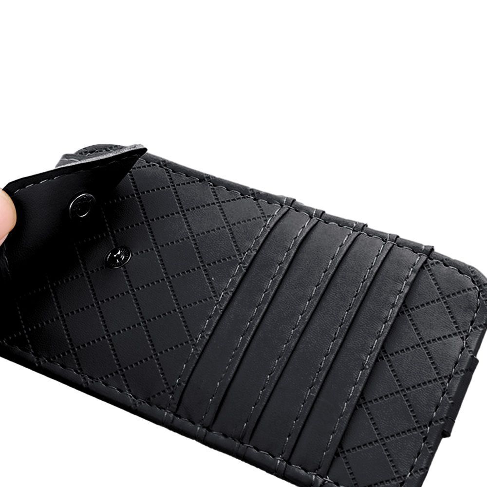 Multifunctional Sunglasses Case Ticket File Sun Visor Storage Bag Card Clip
