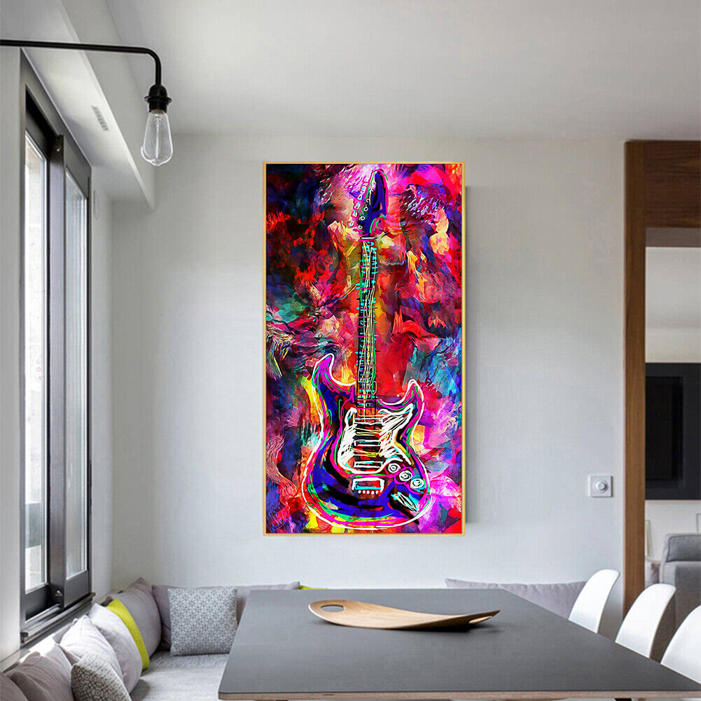Abstract Guitar Oil Paint By Numbers Kit DIY Handpainted on Canvas Wall Art