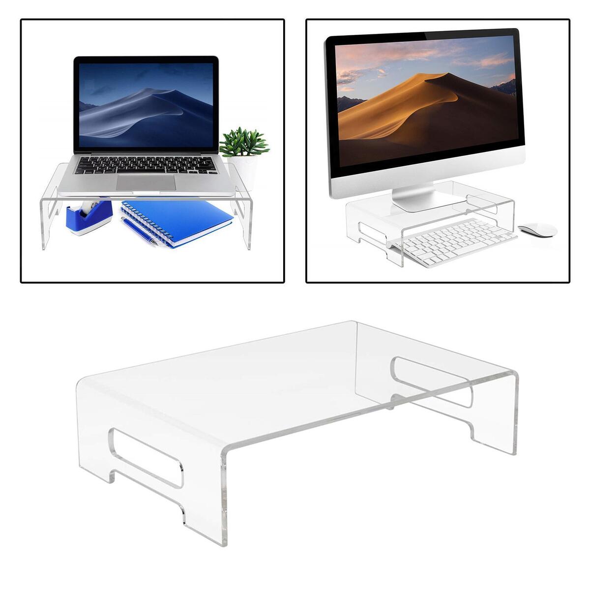 Clear Acrylic Computer Monitor Stand Holder Riser for Office Home Desktop, Free