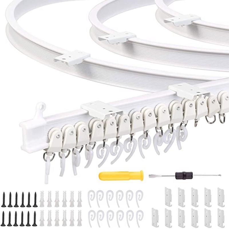 3.5m Flexible Ceiling Curtain Track Kit Bendable Window Rod Straight Curve