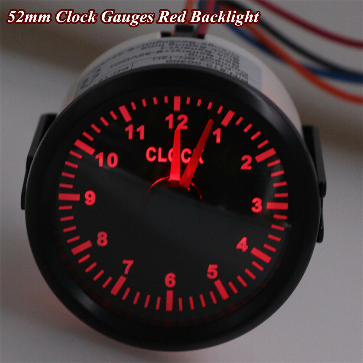 52mm Car Boat Yacht Red Backlight Instrument Hour Meters 0-12 Hours Clock Gauge