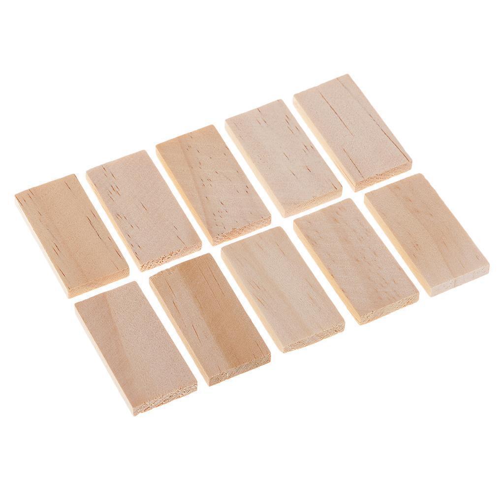 10pcs Rectangle Wood Wooden Shapes Plaque for Kids Handmade DIY Craft 4x2cm