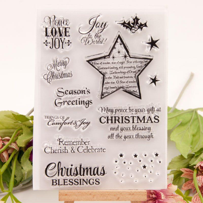 Christmas Star Silicone Clear Stamp Handmade Card Albums Crafts Supplies Present