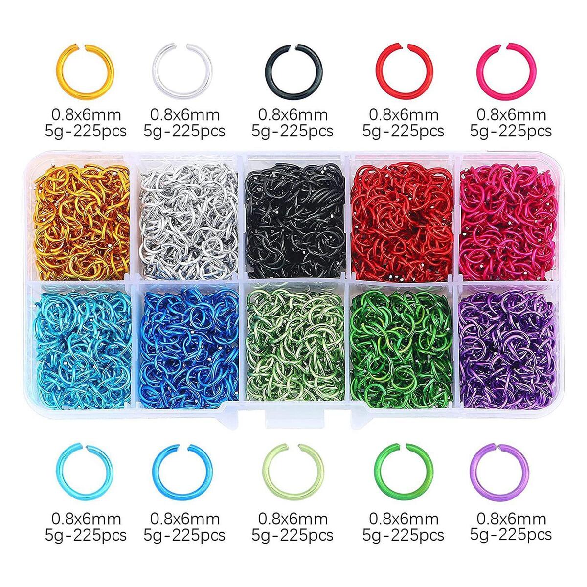 2250x 6mm Open Jump Rings Metal for Jewelry Making or Repairing Bracelets