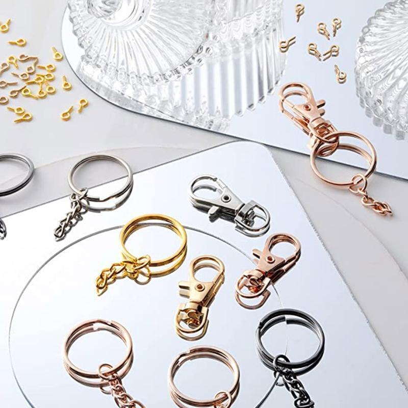 350x/set Split Key Chain Ring Part with Lobster Clasps for Craft DIY 7 Colors