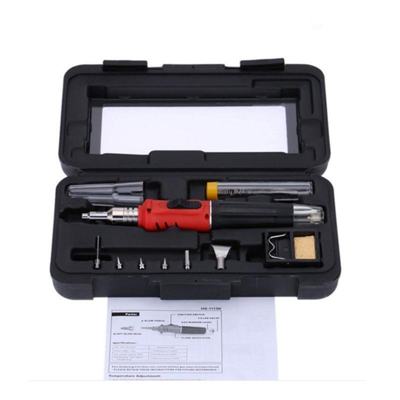 10 in 1 Butane Gas Soldering Iron Portable Cordless Welding Torch Kit Electronic