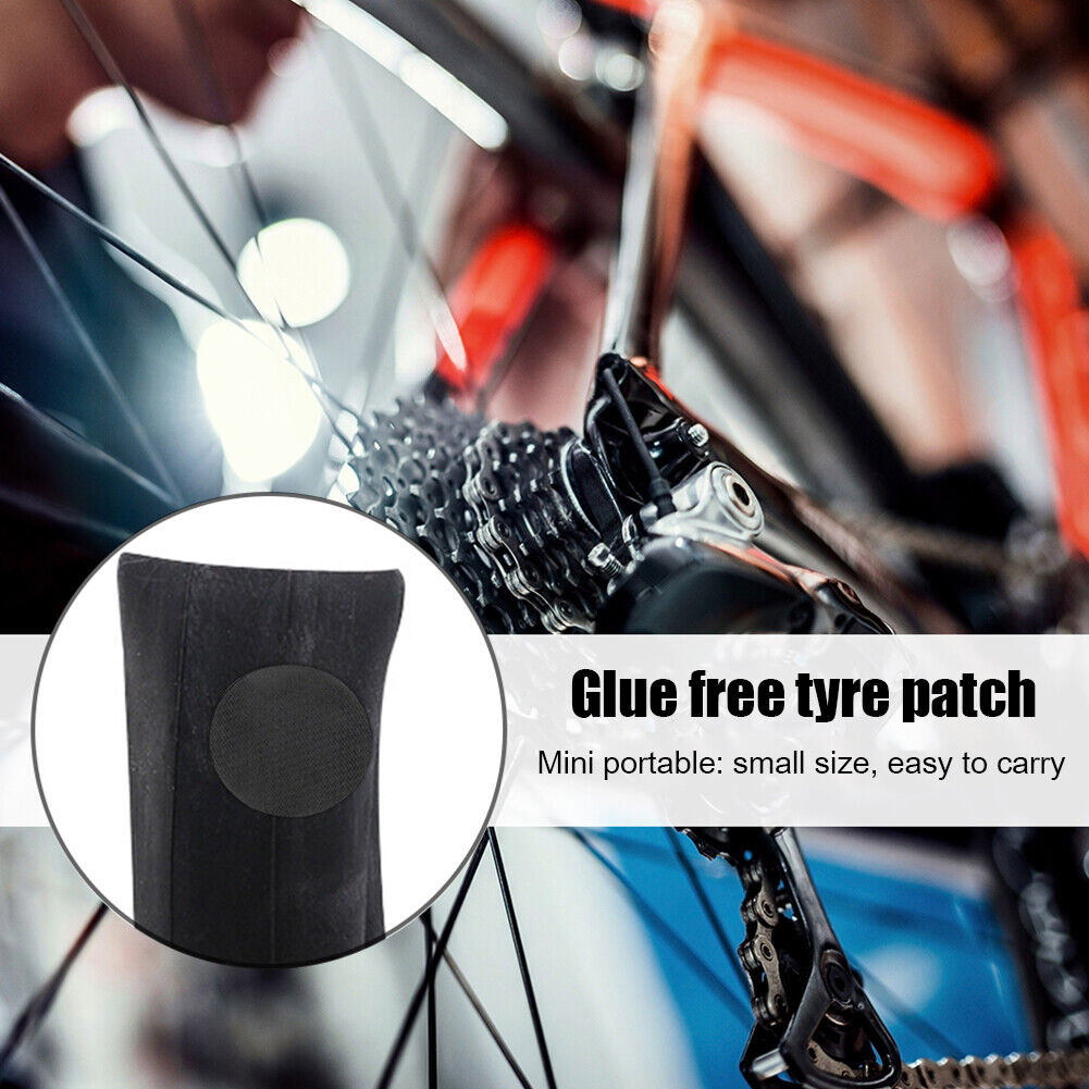 6pcs Glue-Free Round Bike Inner Tire Repair Patch w/ Tire Polishing Pad Set