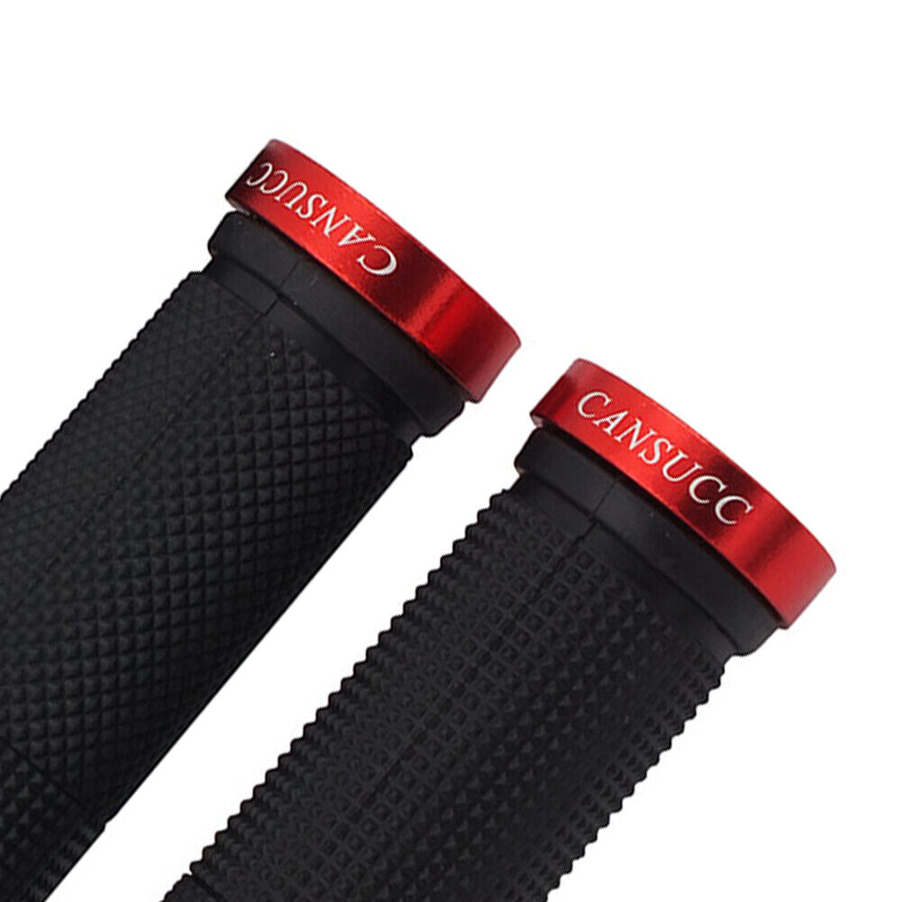 CANSUCC Rubber MTB Bike Handlebar Locking Cover w/ Plug Grip Covers (Red)