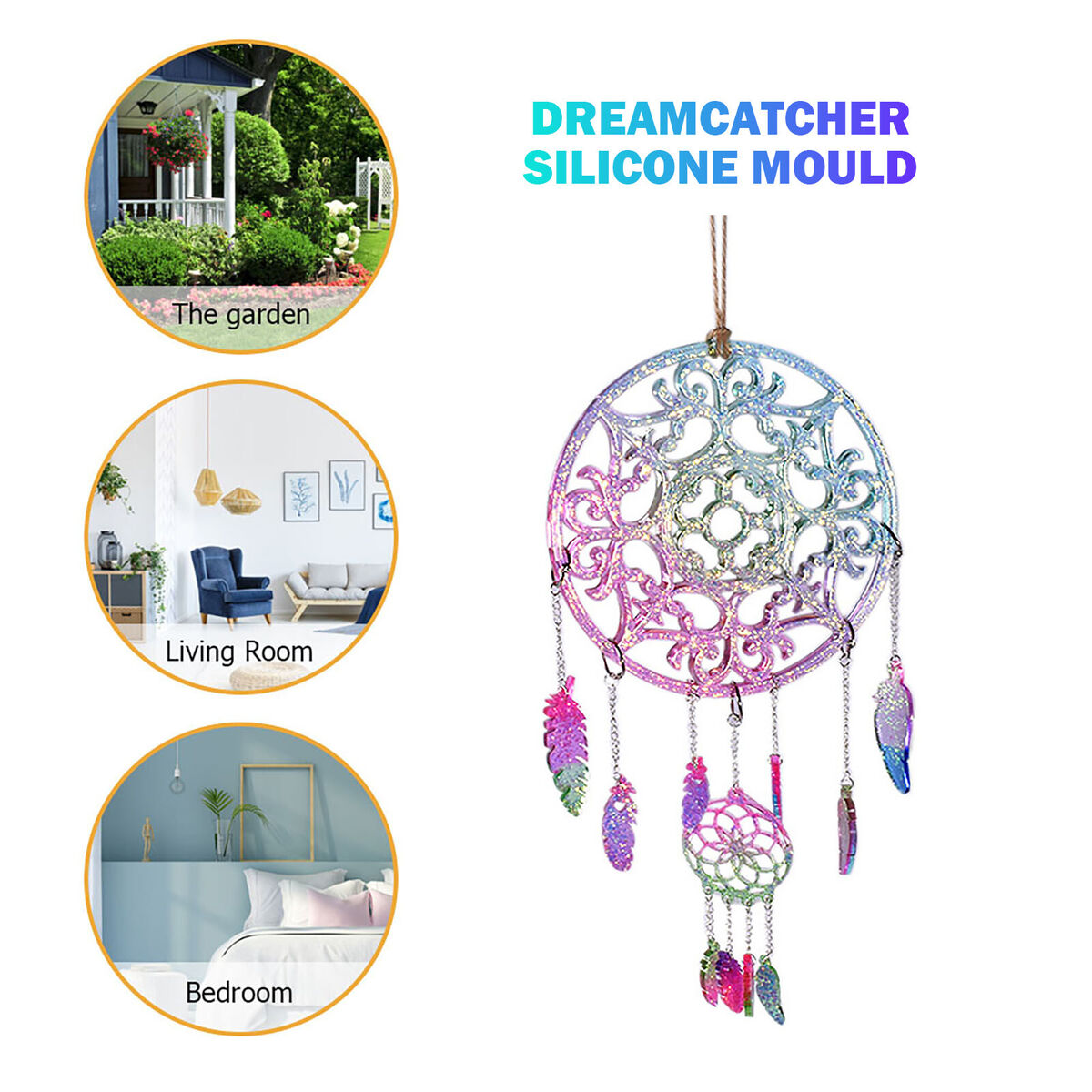 Dream Catcher Mold 15pcs Silicone Feather Pendant Dream Catcher Mold (1)