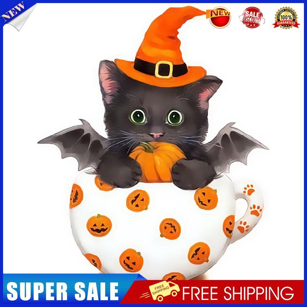 5D DIY Diamond Painting Pumpkin Cup Cat Cross Stitch Embroidery Mosaic Kits