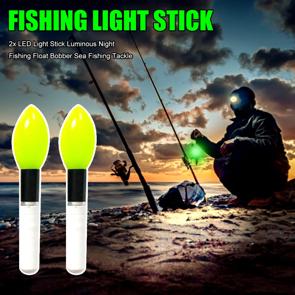 2x LED Light Stick Luminous Night Float Bobber Sea Fishing Tackle (Green)