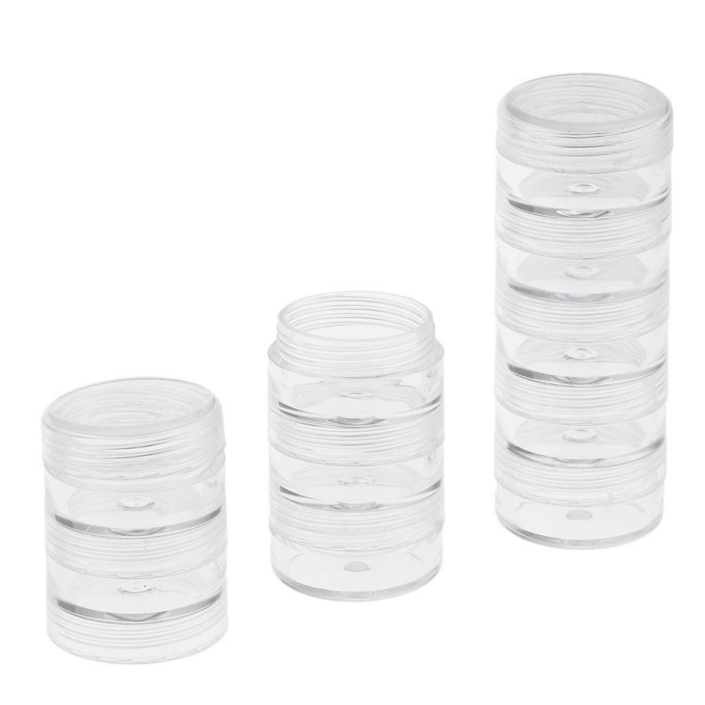 30Box Clear Round Plastic Stackable Containers Box Jar Organizer for Diamond