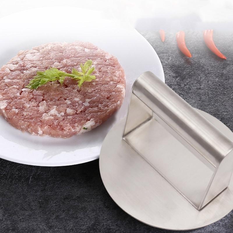 Stainless Steel Burger Smasher Heavy-Duty Round Bacon Grill Burger Press