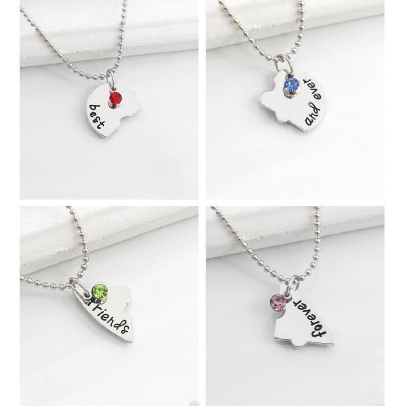 Broken Heart Blue/green/brown/Red Rhinestones Necklace Best Friend Forever Gift