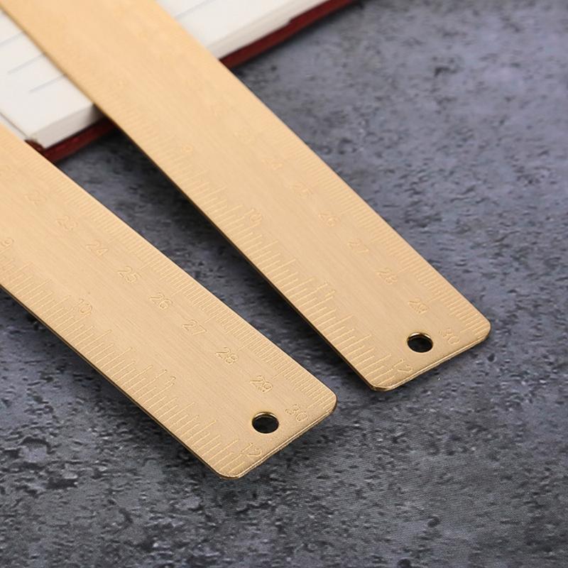 30cm Brass Straight Ruler School Kids Gift Measuring Tool for Students Wokers