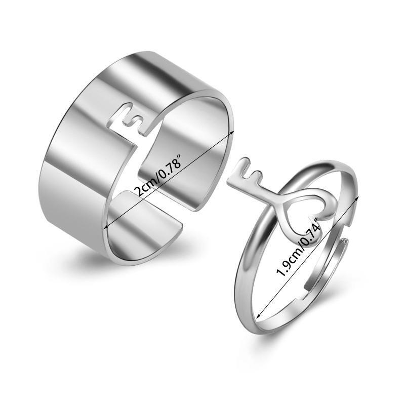 Couple Open Rings Set Love Key Joint Stackable Finger Band for Him Her Wedding