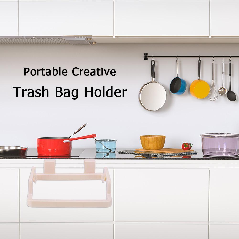 Portable KGarbage Trash Bag Holder Incognito Cabinets Cloth Rack(Beige)