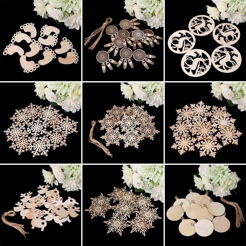 10Pcs Wooden Snowflake Lantern Wedding Party Xmas Home Hanging Decor Craft DIY
