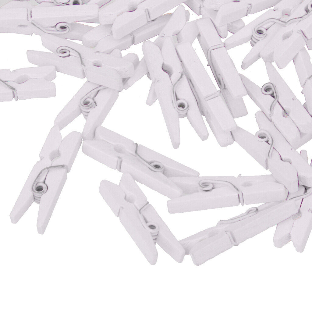 100 Pieces White Mini Wooden Clothes  Peg Clothespin Craft