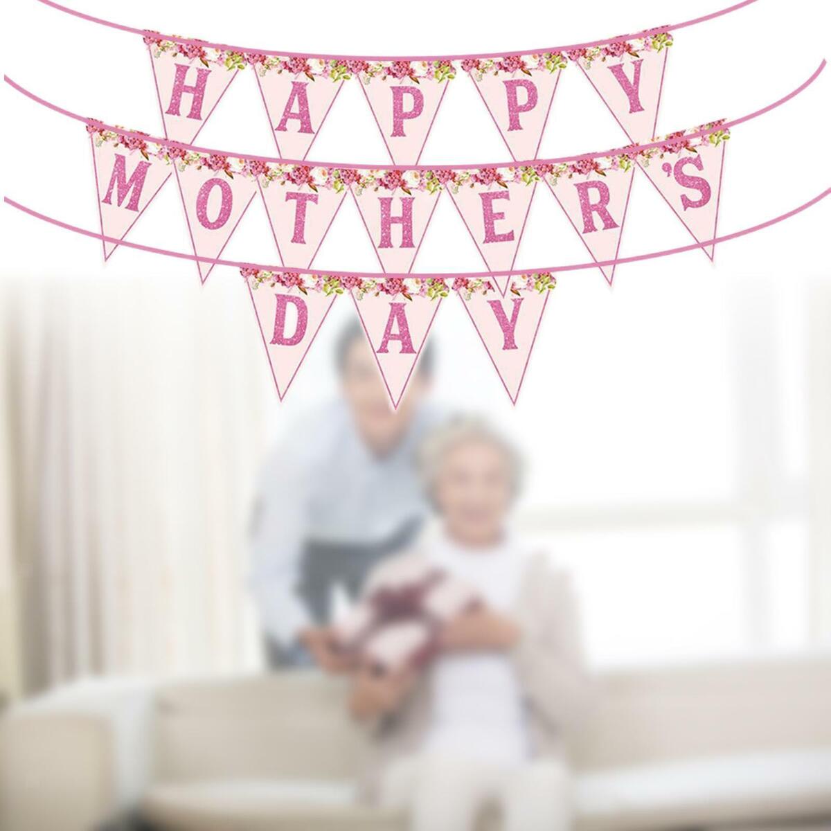 Banners Flags Paper Hanging Triangle Flag for Mother' Garden Decoration