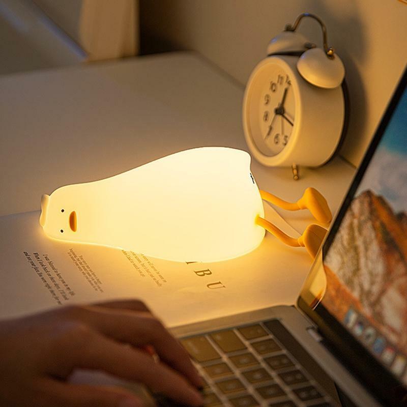 Cartoon Lying Duck Atmosphere Light Dimmable Bedside Lamp Rechargeable for Home