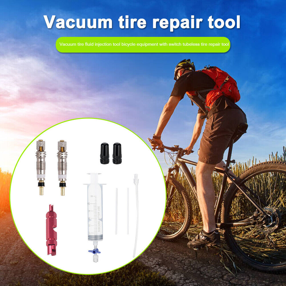 60ml MTB Road Bike Tubeless Tyre Sealant Injector Syringe Tool Kit (Red)