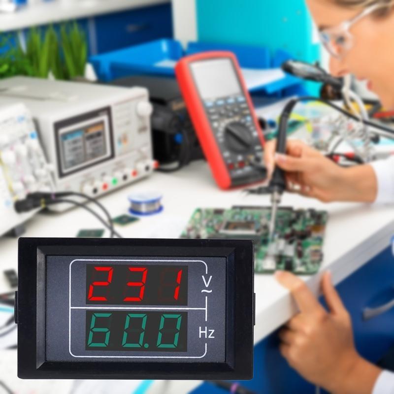 Dual Display Voltmeter Digital AC Monitor Gauge Panel Ammeter Voltmeter Frequenc