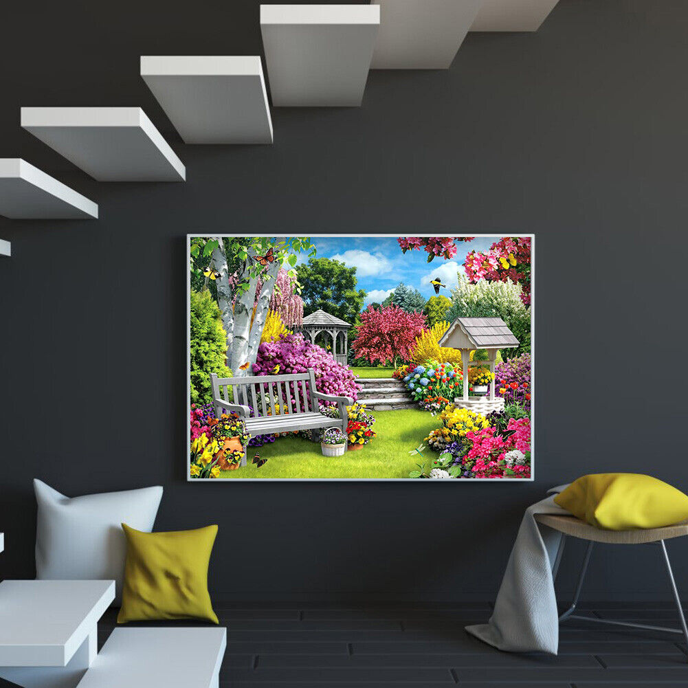 Colorful Garden 5D DIY Full Round Drill Diamond Painting Landscape Mosaic