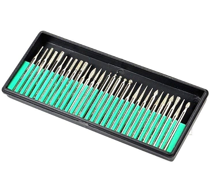 30 Pcs Titanium Diamond Burrs Drill Bit Set Rotary Tool Set