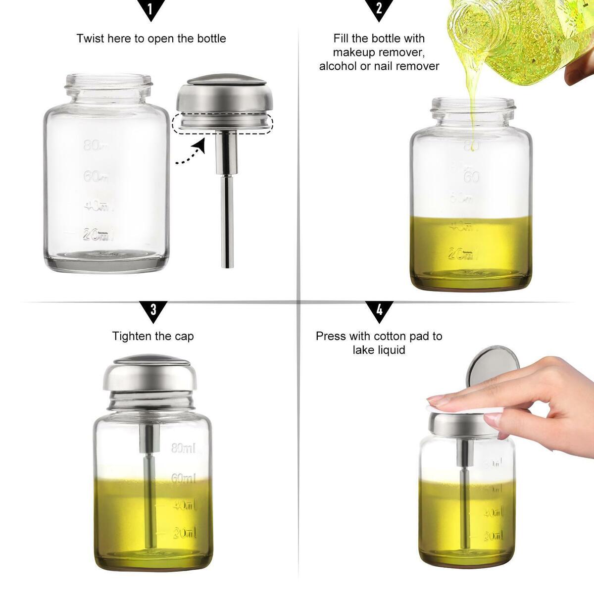 2  of 80ml  Push Down Pump Bottle, Refillable Container for  and