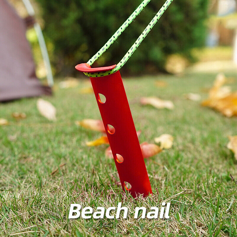 Snow & Sand Tent Stakes Pegs - Rustproof Aluminum U-Shaped Tent Pegs (Red)