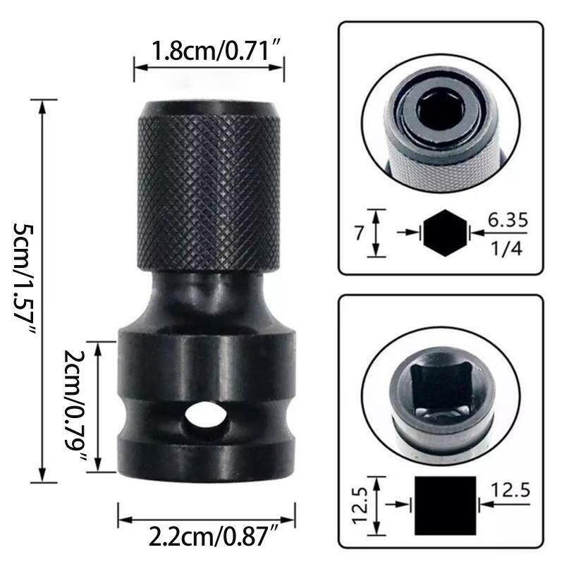 3x 1/2-Inch Square Drive to 1/4-Inch Hex Socket Adapter Converter Quick Release