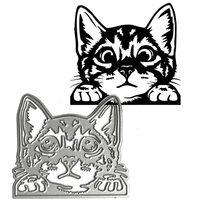 Cute Cat Head Shape Frame Carbon Steel Cutting Dies DIY Scrapbooking Photo Album