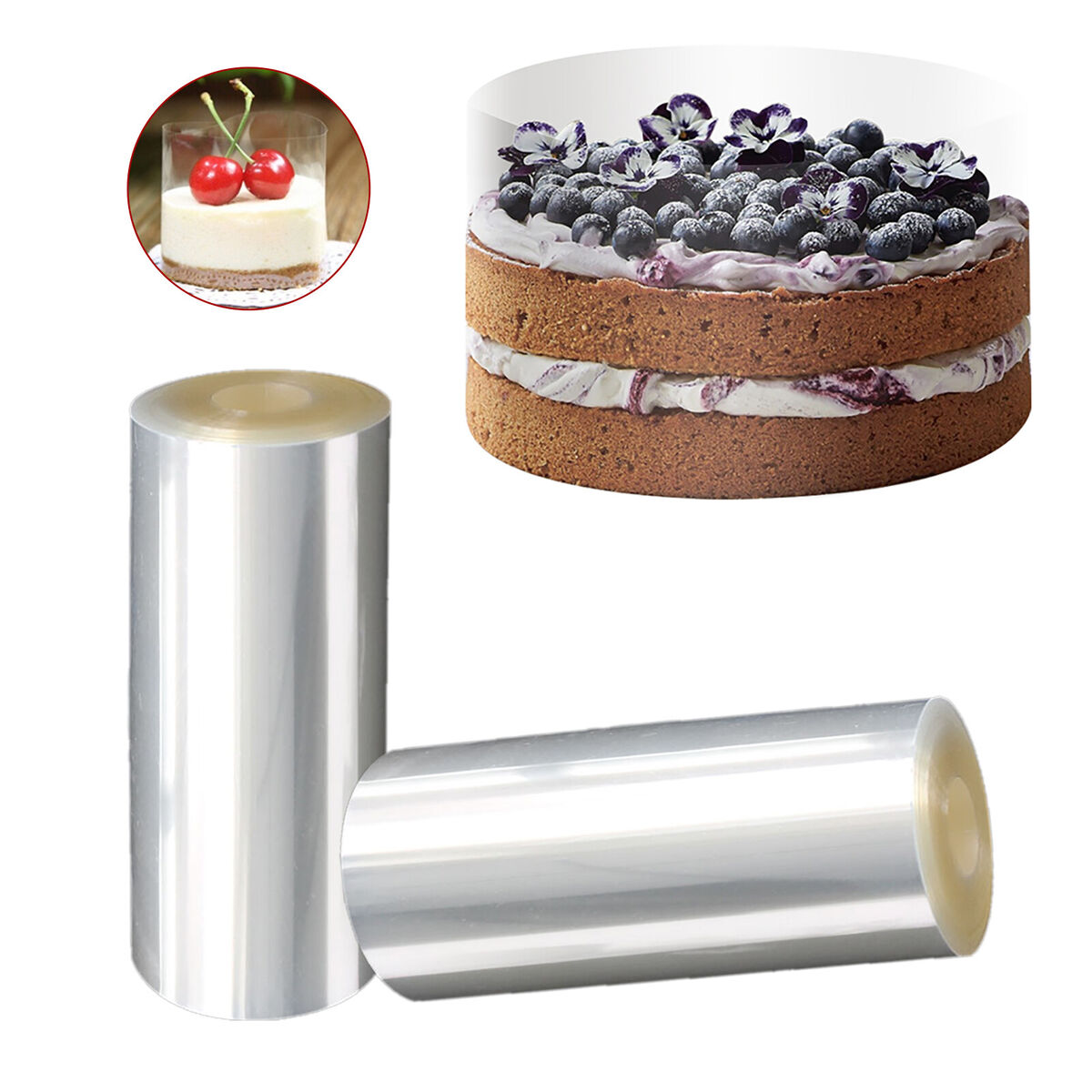 Cake Collars Transparent Cake Rolls Acetate Sheets for Mousse (4.72in)