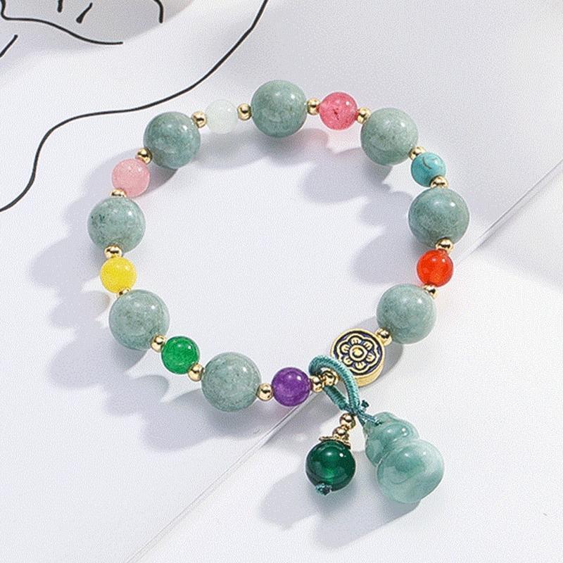 Ladies Female Green Hanging Gourd Lucky Charm Jewelry Accessories Jade Bracelet
