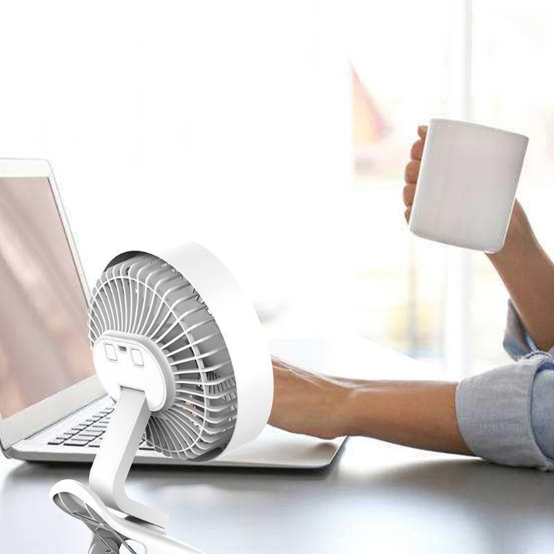 Personal Fan USB Table Fan Rotatable Clip on Fan 3 Speed With LED Warm Lamp