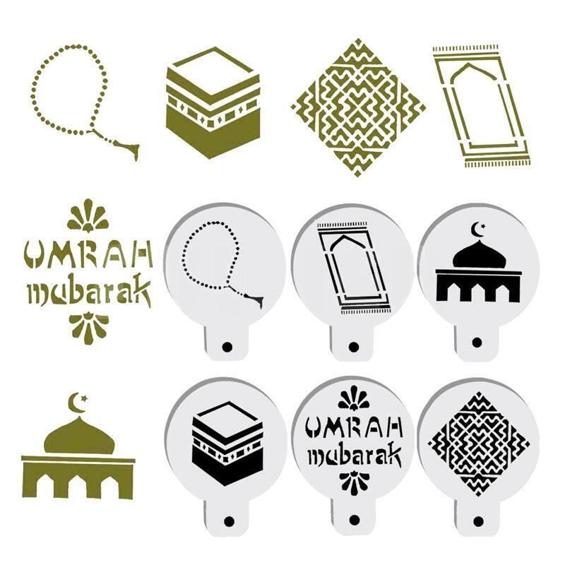 6 Pcs Coffee Stencils Cake Templates for Wedding Shower Birthday Eid Celebrating