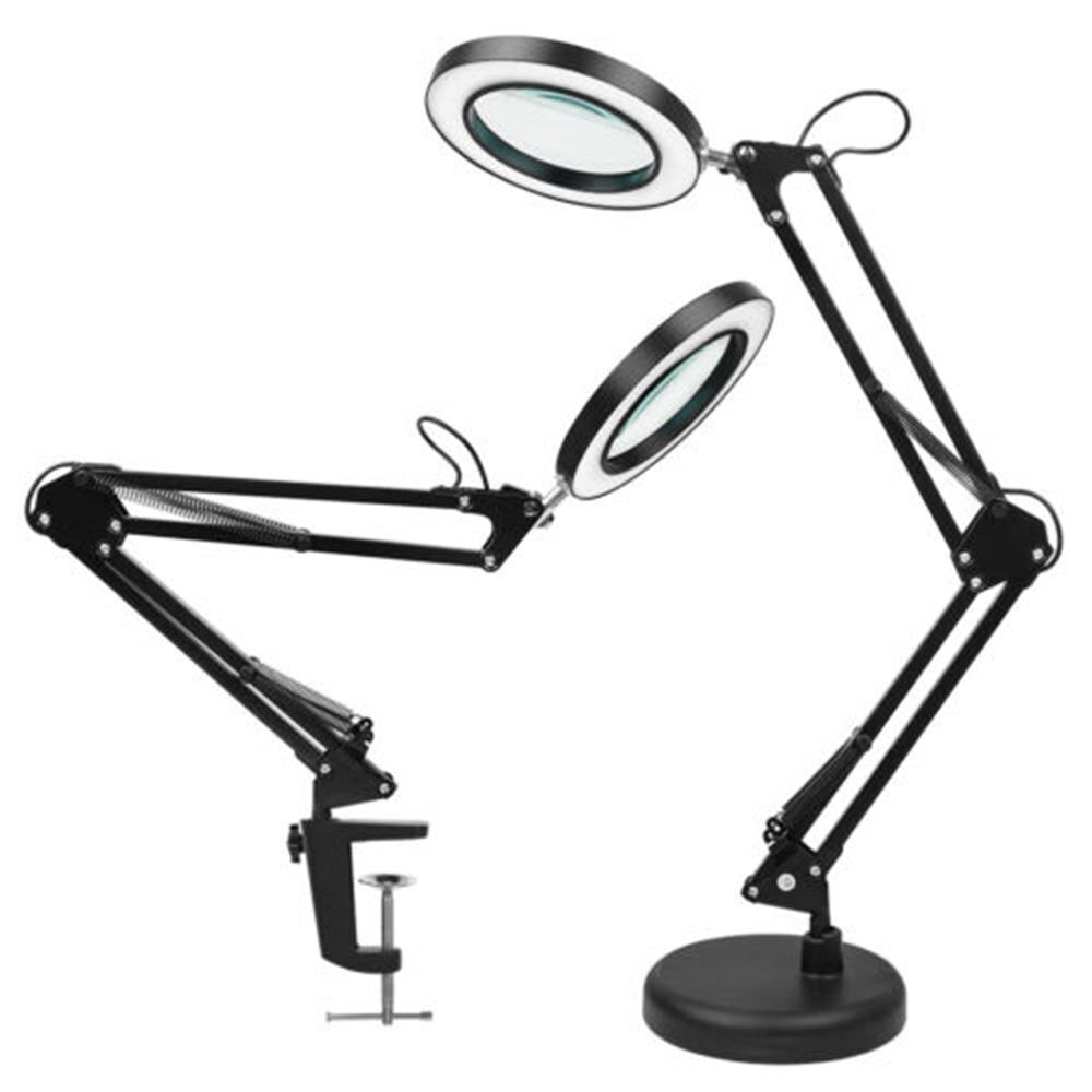 Hot Reading Lamp Black LED Lamp Magnifying Glass Magnifier Desk Light 10X