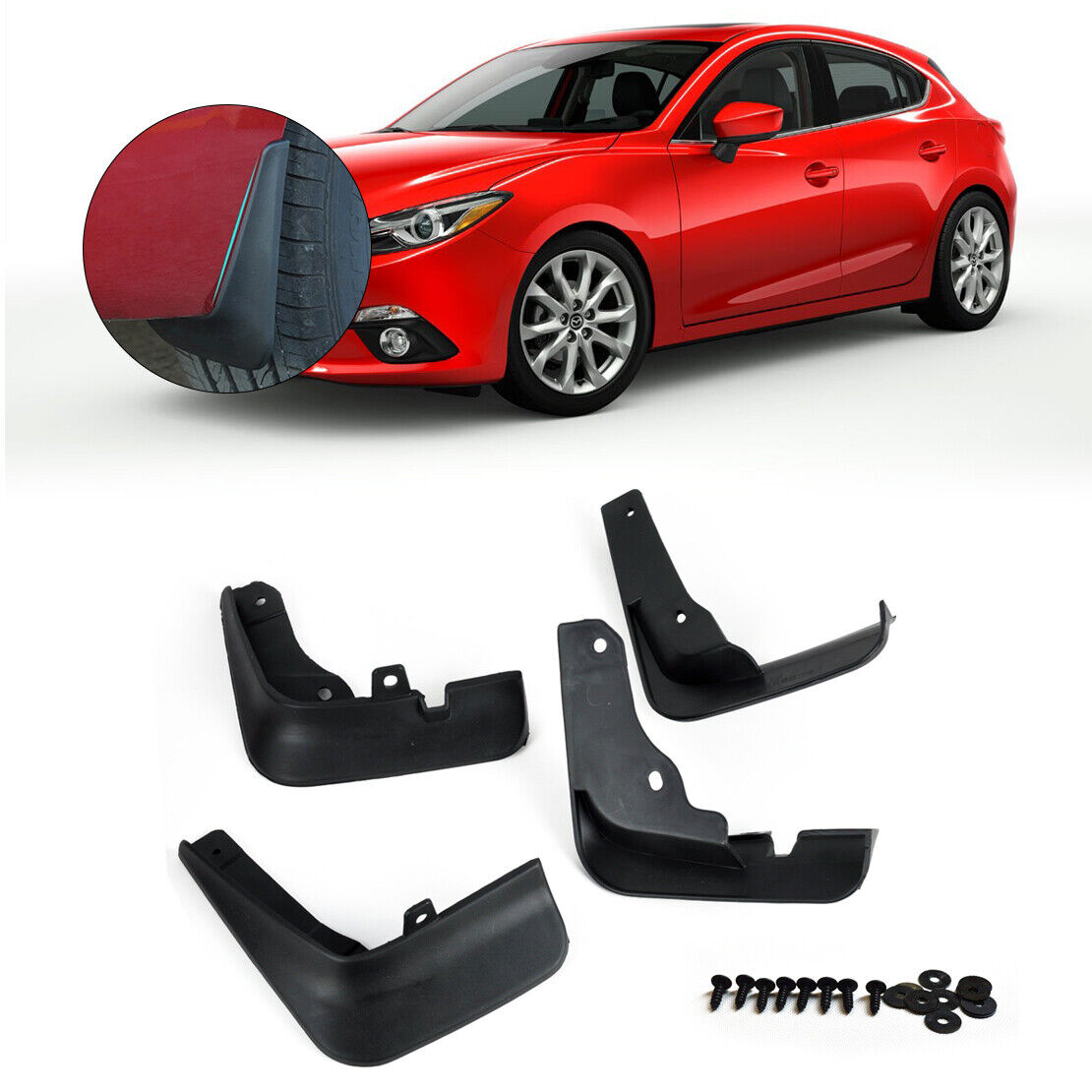 4PCS New MUD FLAPS FLAP SPLASH GUARDS MUDGUARD Fit For Mazda 3 M3 Axela 2014+ Li