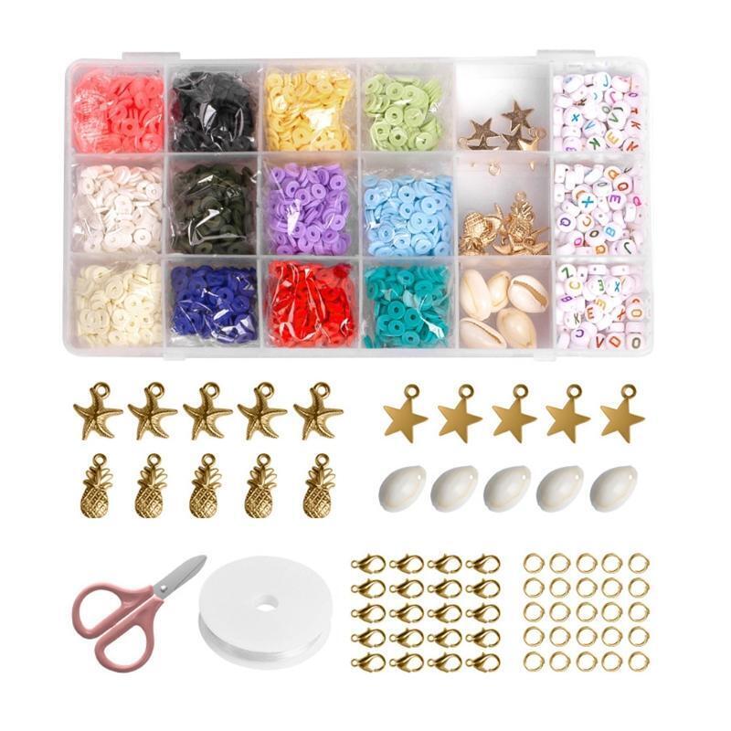 1Box Colourful Flat Round Polymer Clay Beads Jewelry Making Tools Gift for Girl